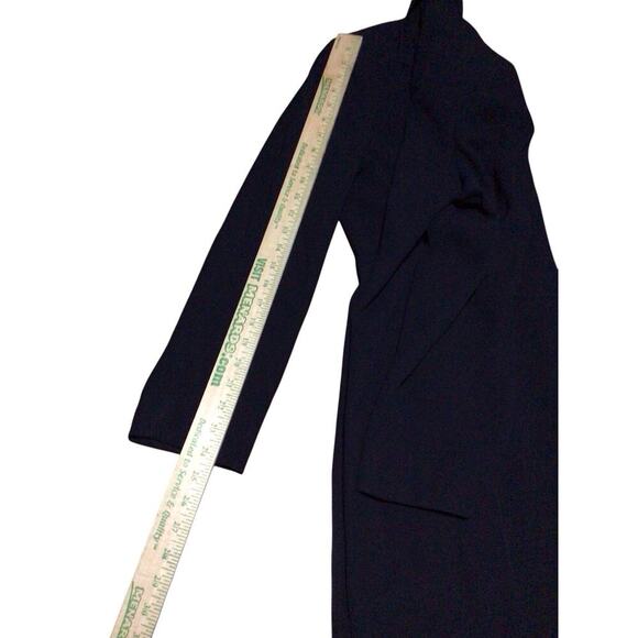 Anne Klein Navy Collared Long Sleeves Padded Shoulder Long Blazer Coat Jacket 16 - Picture 11 of 11